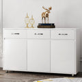 RASOO Buffet Kitchen Cabinet Storage Sideboard Cabinet Cupboard Sideboard Buffet Kitchen Room (White -3 Doors and 3 Drawers)