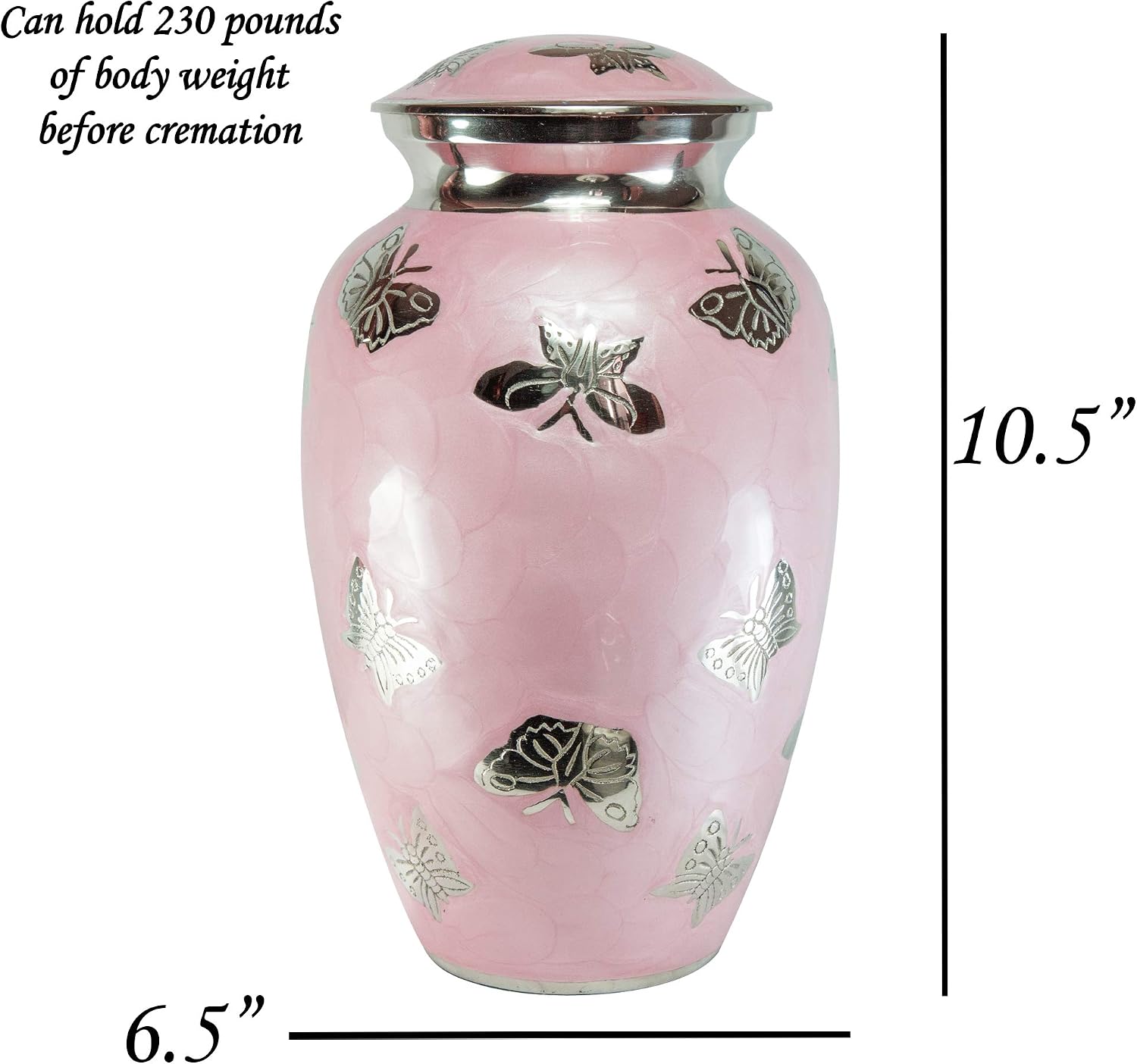 Pink Butterfly Cremation Urn for Human Ashes, Large Funeral Urn with Matching Keepsake and Personalized Engraving