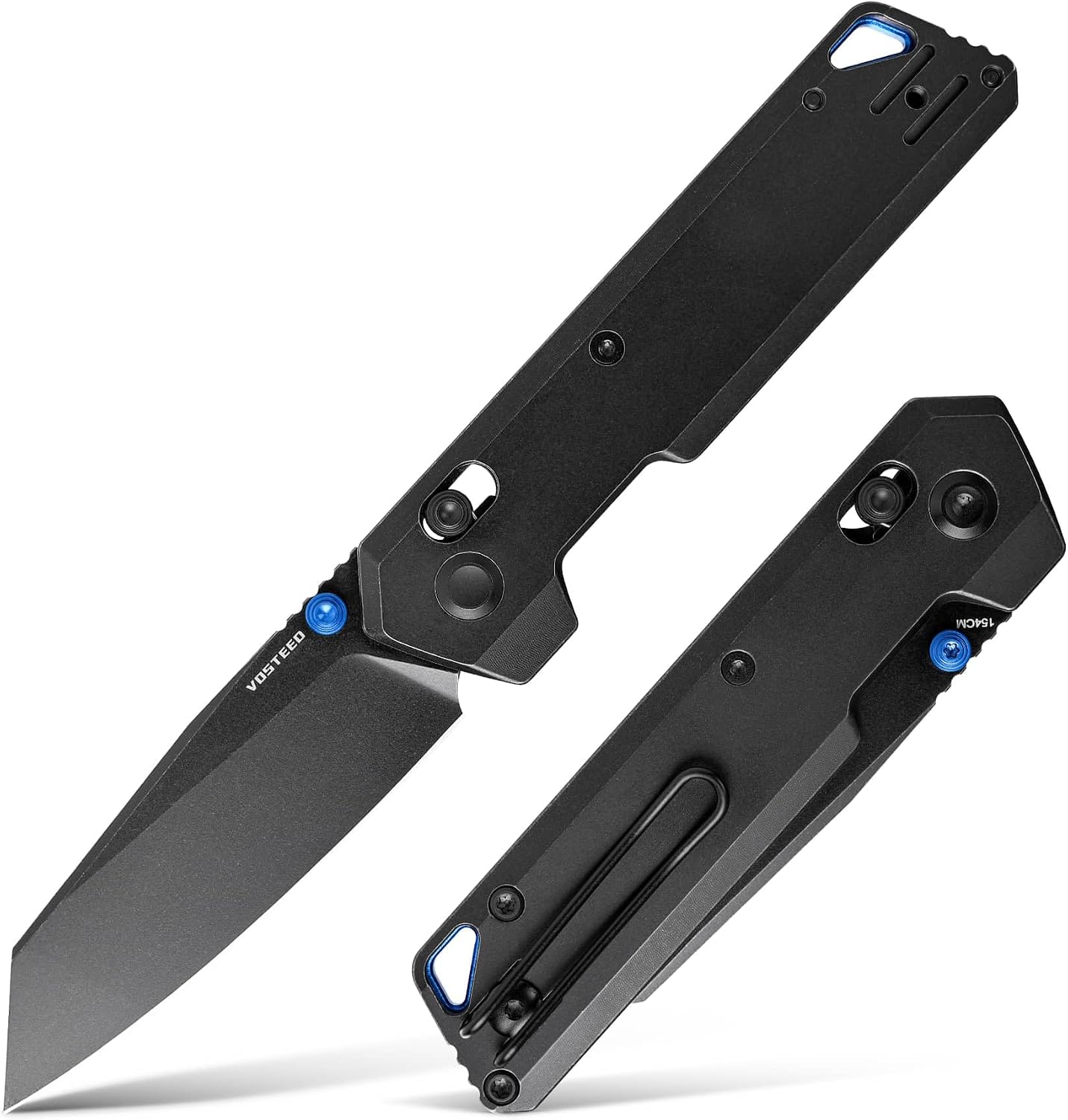 Vosteed Ultra Thin Folding Pocket knife for Men & Women, 2.9' 154CM Blade, Thumb Stud, Cross-bar Lock Titanium Handle EDC Slim Knives - Parallel A3501