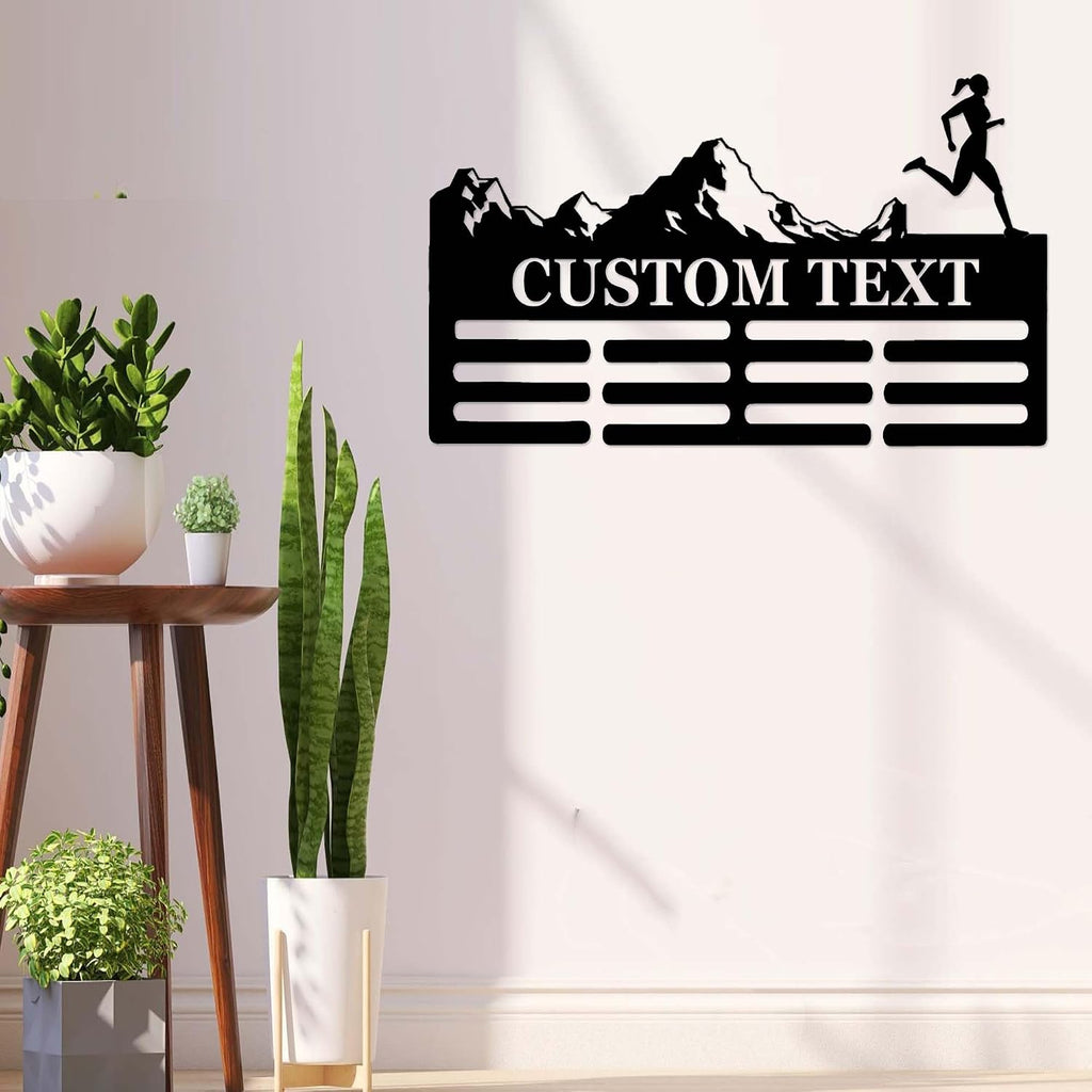 Custom Trail Runner Medals Holder, Personalized Male Female Runner Name Medals Hanger, Rack for Ribbons Award Holder, Mountain Running Medals Award Display