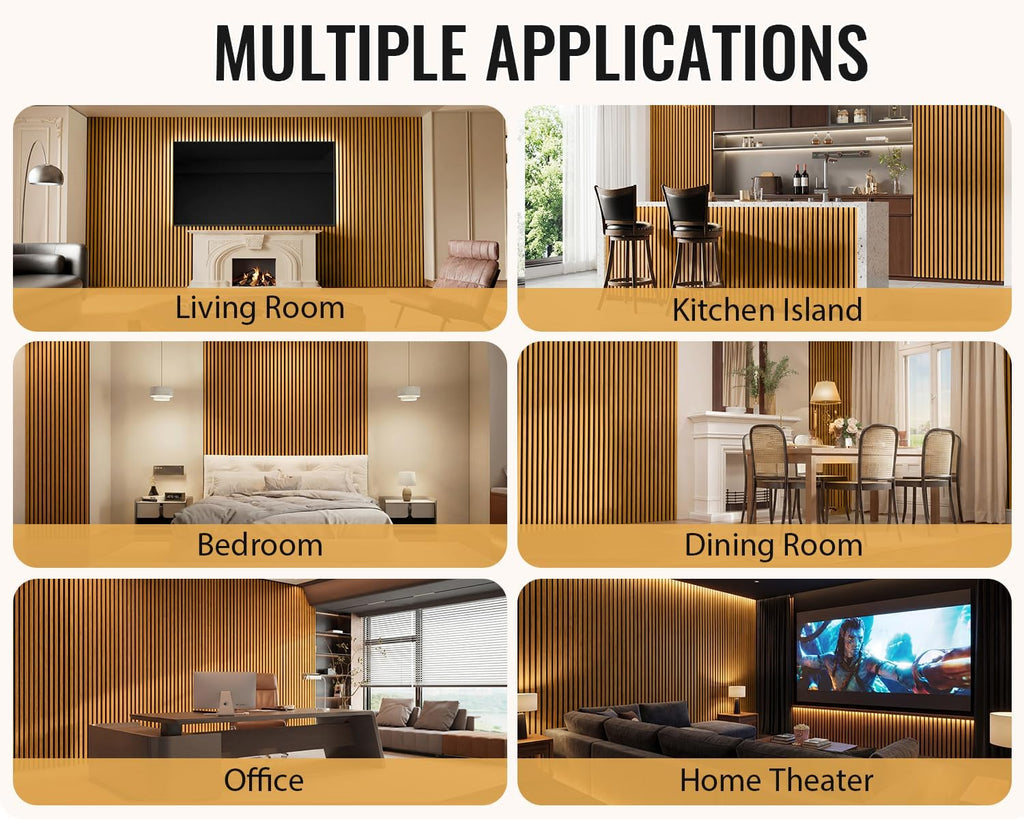 PrimeZone Wood Acoustic Wall Panels - 2 PCS 94.5' x 23.6' (31 sq ft) 3D Fluted Slat Sound Proof Wall Paneling, Sound Absorbing & Noise Reduction Interior Decor Panels for Living Room, Bedroom, Teak