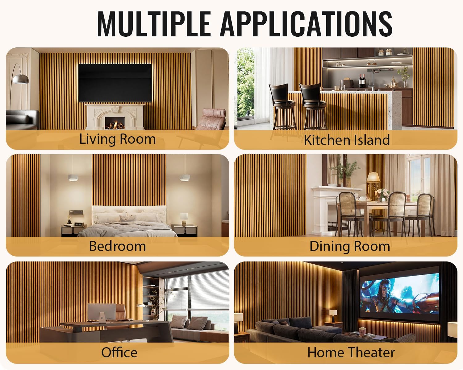 PrimeZone Wood Acoustic Wall Panels - 2 PCS 94.5' x 23.6' (31 sq ft) 3D Fluted Slat Sound Proof Wall Paneling, Sound Absorbing & Noise Reduction Interior Decor Panels for Living Room, Bedroom, Teak