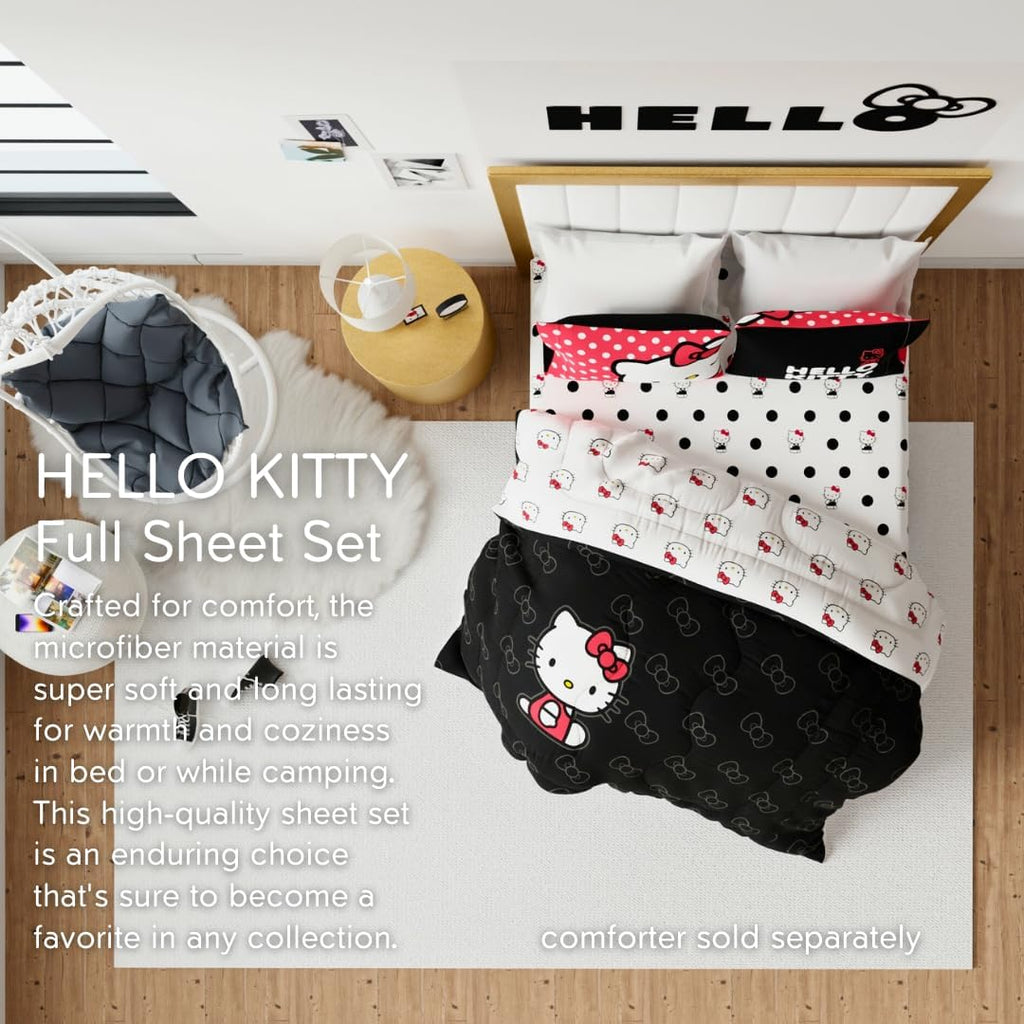 Franco Hello Kitty Bedding Bundle - Reversible Full Comforter and 4 Piece Full Sheet Set (Official Licensed Product)