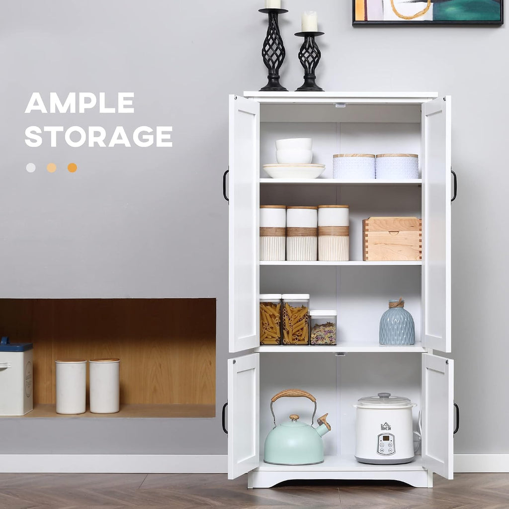 48' Farmhouse-style Freestanding Storage Cabinet, Kitchen Storage Bakers Rack with Adjustable Shelves, Utility Food Cupboard with Flexible Storage for Kitchen Dining Garage Laundry Rooms, White