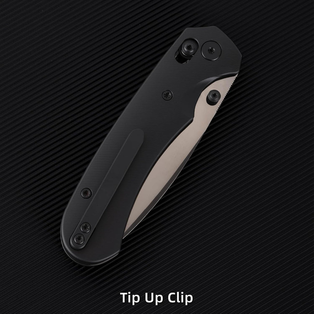 Folding Pocket Knife, 3.31'' M390 Blade, Erogonomic Titanium Handle, Pocket Knife for Men, EDC Knife for Hunting, Outdoor Survival Fishing Hiking Camping Knives (Black)