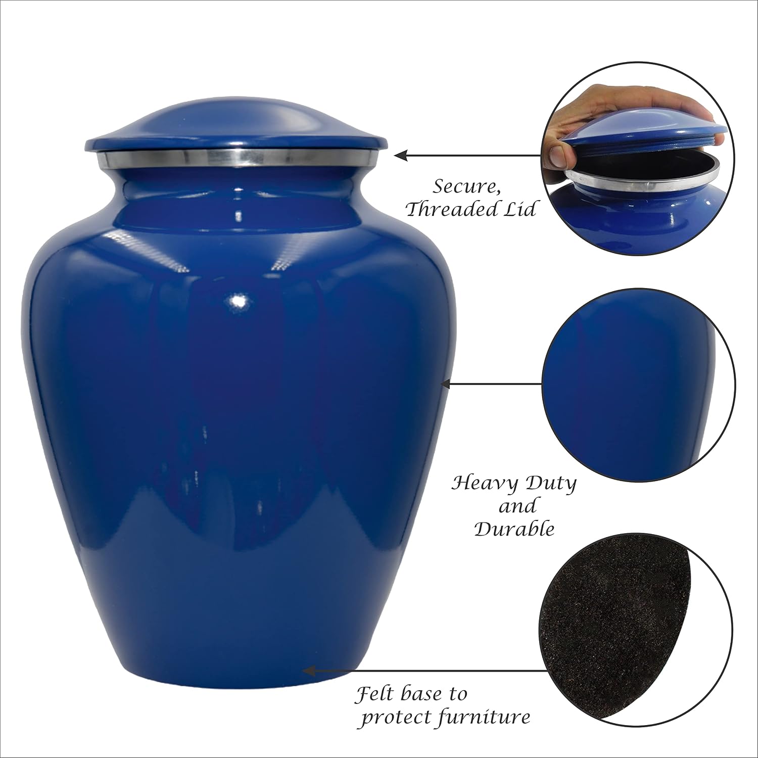 Star of David Blue Cremation Urn for Human Ashes, Jewish Cremation Urn, Religious Ash Urns with Personalized Engraving (Blue)