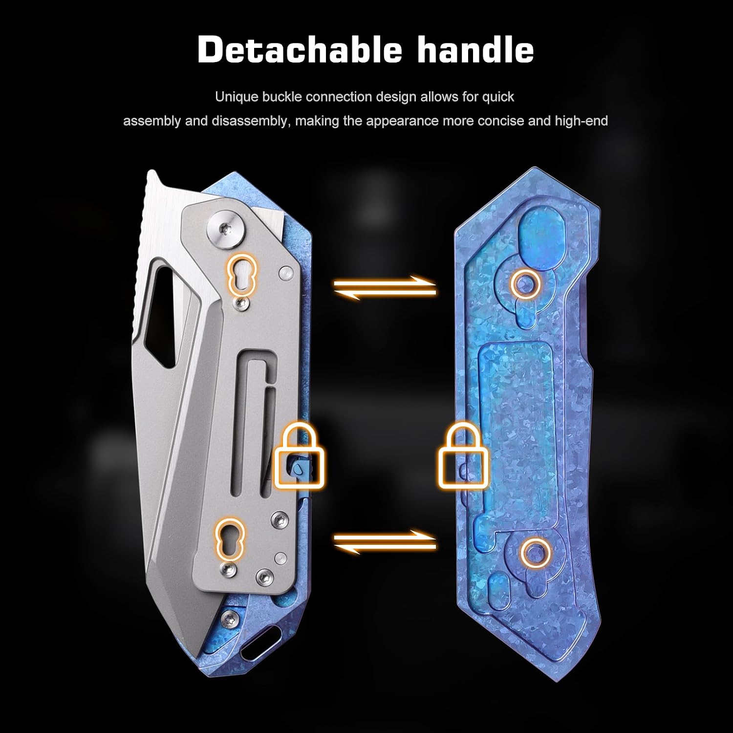REMETTE RT-Woodpecker Folding Pocket Knife M390 Blade Titanium Handle (Blue)