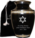Star of David Cremation Urn for Human Ashes, Jewish Cremation Urn, Religious Ash Urns with Personalized Engraving (Black Mother of Pearl)