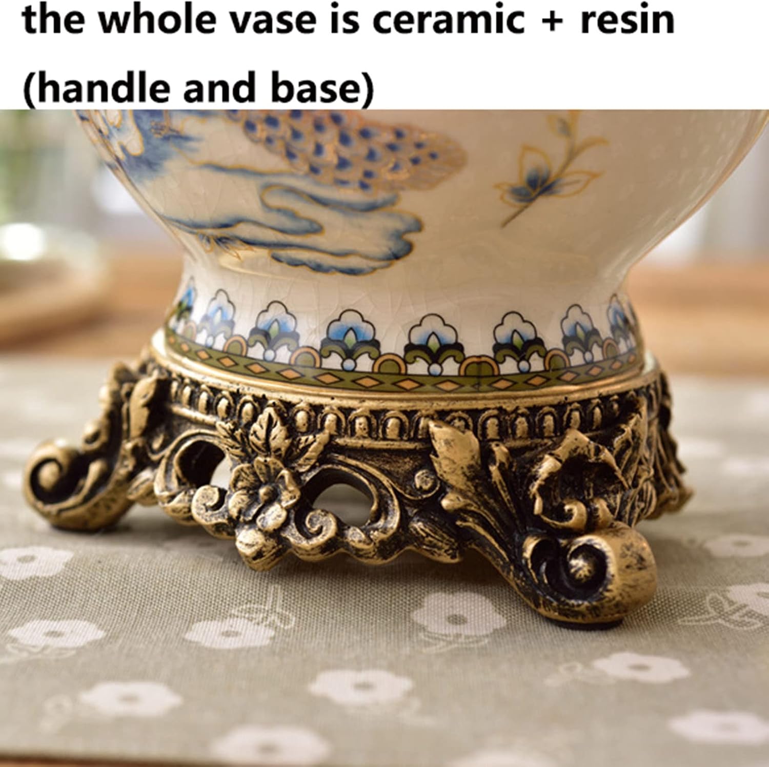 Vase Ceramic Tall Floor Vase Chinese Flower Vase for Art Home Décor Japanese Vase Shelf 8.3 Inch,Sophisticated Vessel for Decorative Branches and Dried Flower,Blue