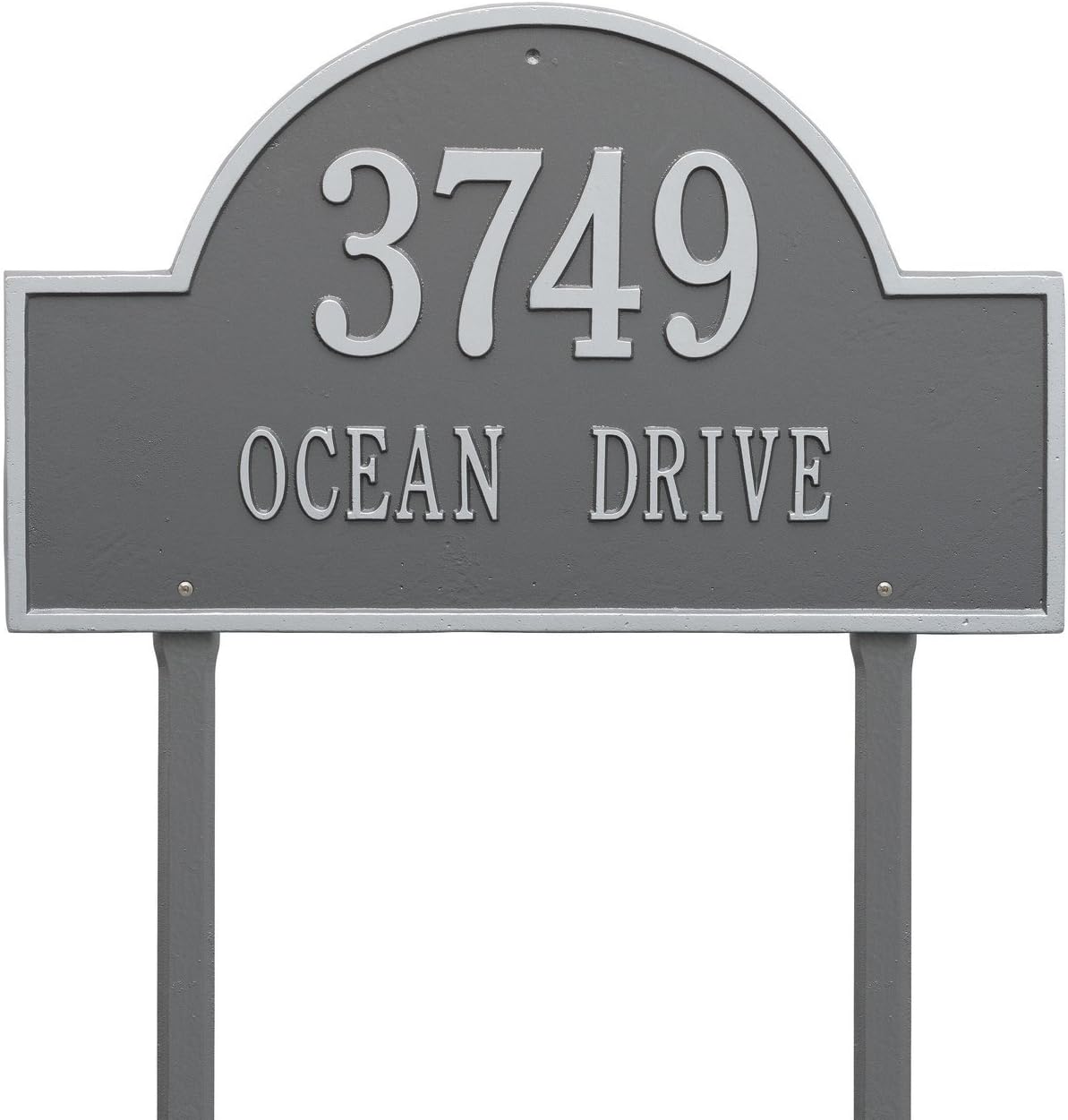 Whitehall Custom Arch Marker Estate Lawn 2 Line Address Plaque 23.75'W x 14'H - Made in USA, Home Decor, Outdoor Decor, Housewarming Gift, Metal Customized Address Sign - Finish: Pewter Silver