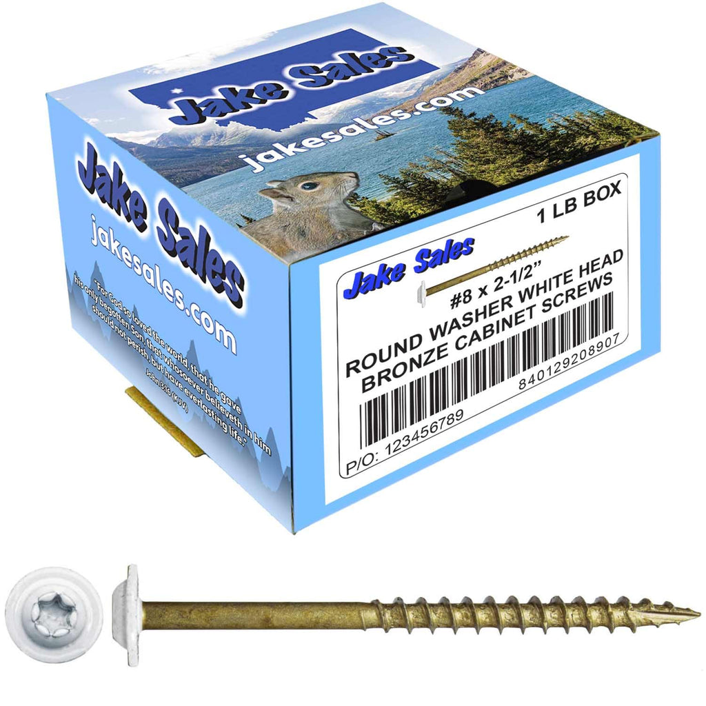 8 x 2-1/2' White Bronze Star Multipurpose Torx/Star Drive - Exterior Coated Modified Truss Head Cabinet Wood Screw - 1 Pound CASE - 42 Boxes 4,410 Screws