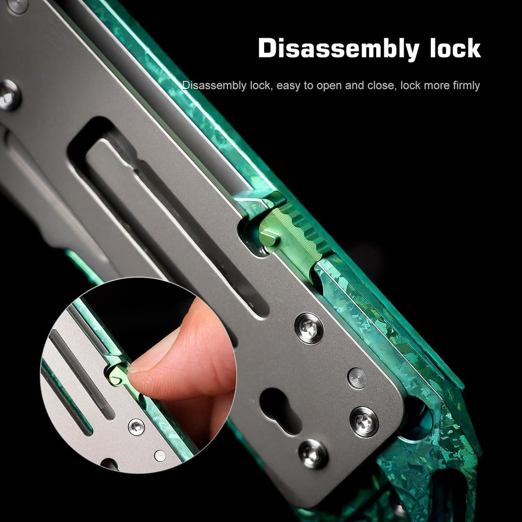 REMETTE RT-Woodpecker Folding Pocket Knife M390 Blade Titanium Handle (Green)