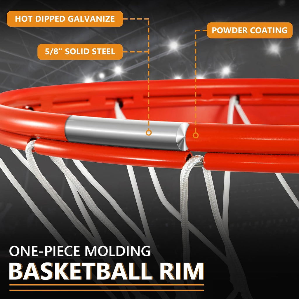 Basketball Rim, Heavy Duty Basketball Rim Replacement - Universal 18 Inch Breakaway Rim and Net,Professional Double-Spring Backboard Rims For In-Ground and Wall-Mounted Basketball Hoops Indoor Outdoor