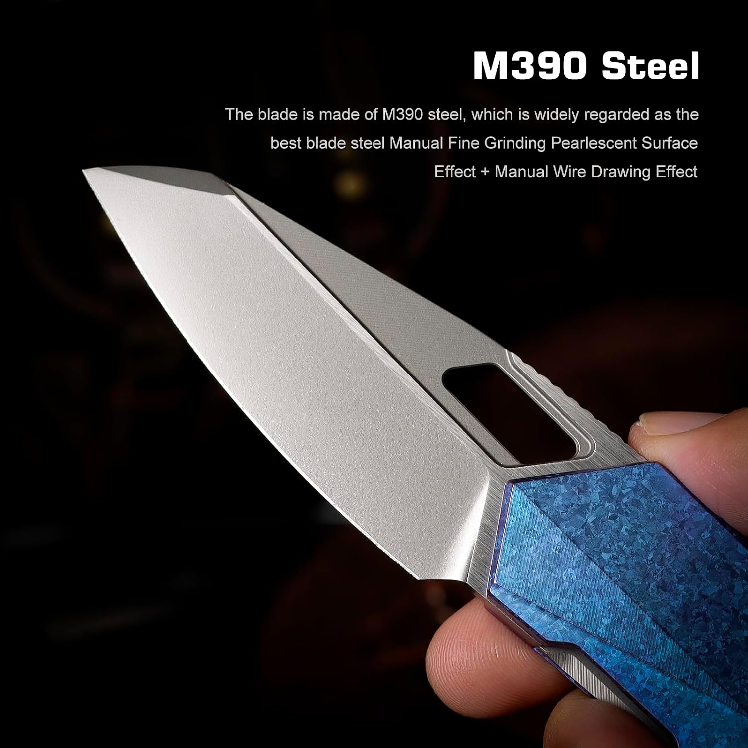 REMETTE RT-Woodpecker Folding Pocket Knife M390 Blade Titanium Handle (Blue)