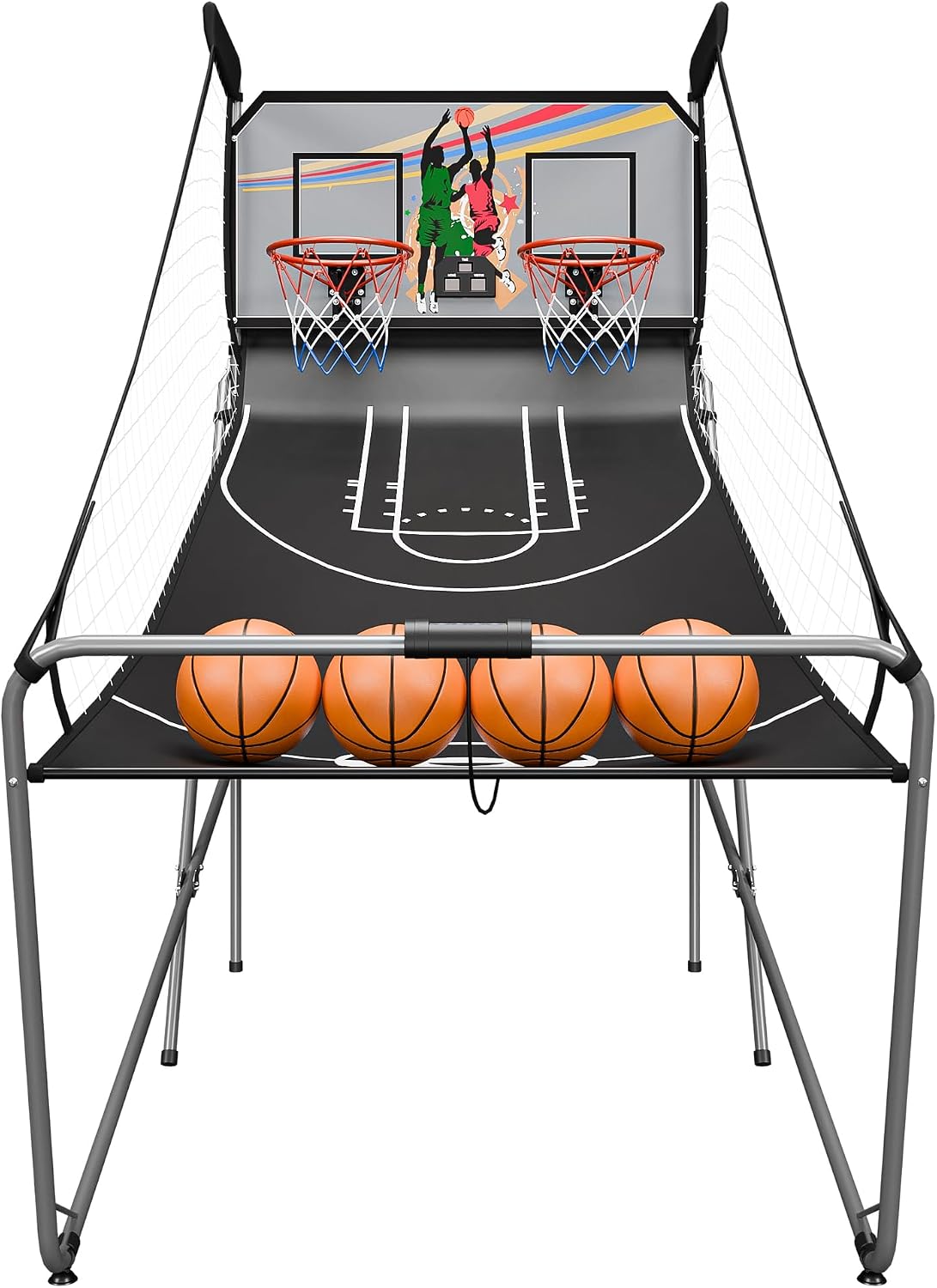Nova Microdermabrasion Foldable Indoor Basketball Arcade Game Double Shot 2 Player W/ 4 Balls, Electronic Scoreboard and Inflation Pump (Black)