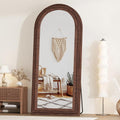 ZHUNFA External Three-Layer Arched Full Length Mirror with Solid Wood Frame,71x32 Modern Farmhouse Decor Standing Mirror Full Length,Wall Mounted,Leaning,Standing for Bedroom,Living Room,Brown.