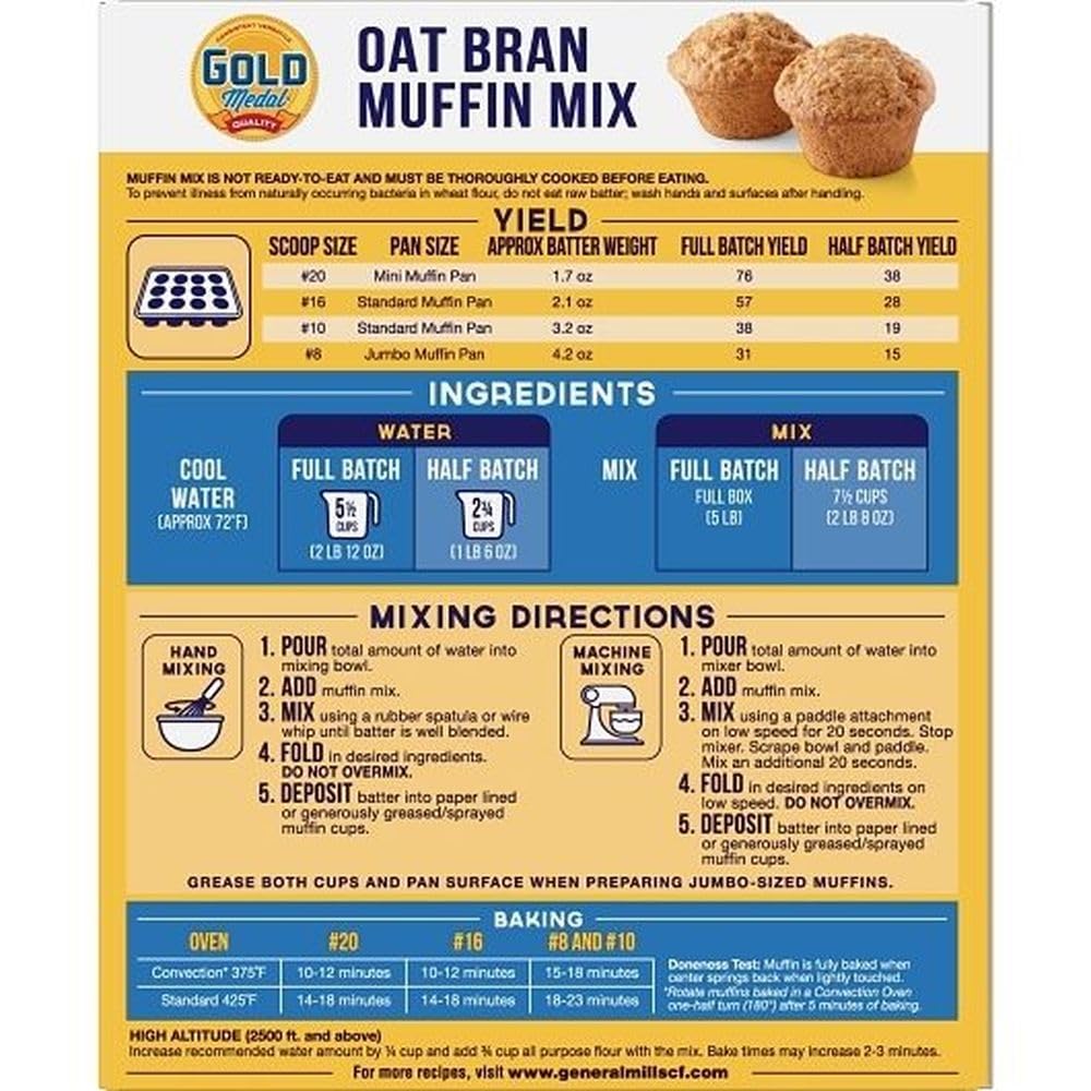 Gold Medal Oat Bran Muffin Mix 6 Case 5 Pound