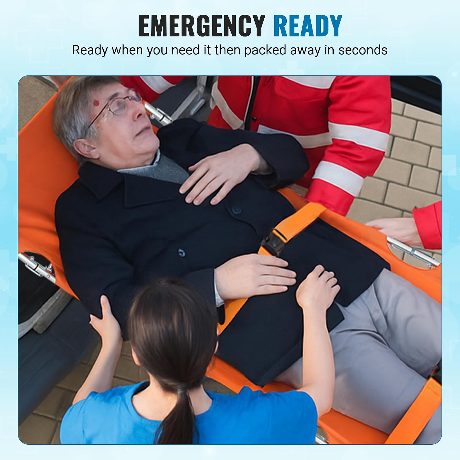 Primacare FS-3205 Foldable Emergency Medical Stretcher – Portable Patient Transport with Carry Bag, Backpack Straps, Heavy Duty Handles & Rubber Feet – Lightweight & Durable
