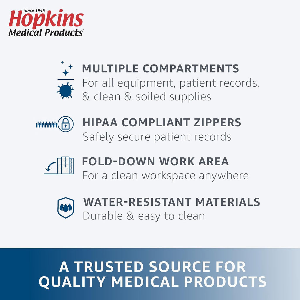 Hopkins Antimicrobial EZ-Open Shoulder Bag: Spacious, Durable & HIPAA-Safe - Ideal for Busy Home Healthcare Nurses and Medical Professionals, 22'W x 15'D x 10'H