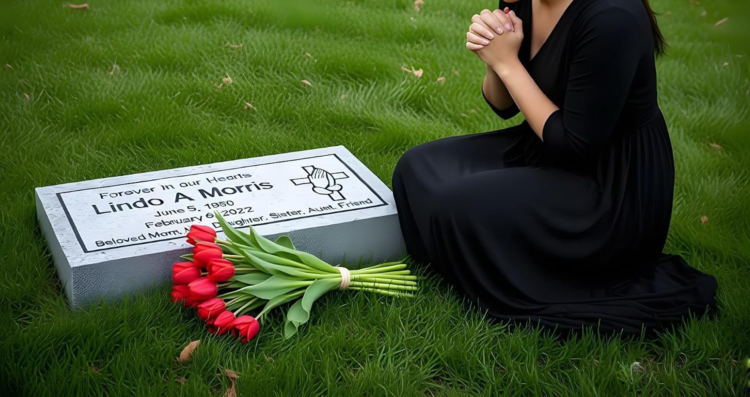 Cemetery Headstone, Headstones for Graves, Cemetery Marker, Monument, Memorial, Grave Marker, Tombstone, Gravestone for Human, Granite,Customize Personalized Engraving Text (24x12x4 Inch)