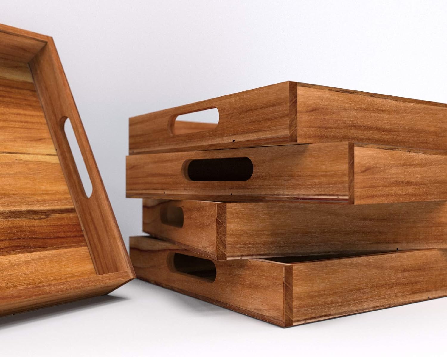 Teak Wood Serving Tray with Handles, Large Size - Engraved Personalized Gifts