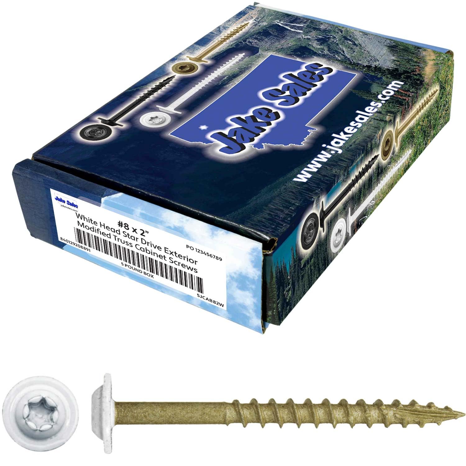 8 x 2-1/2' White Bronze Star Multipurpose Torx/Star Drive - Exterior Coated Modified Truss Head Cabinet Wood Screw - 5 Pound CASE - 4,725 Screws