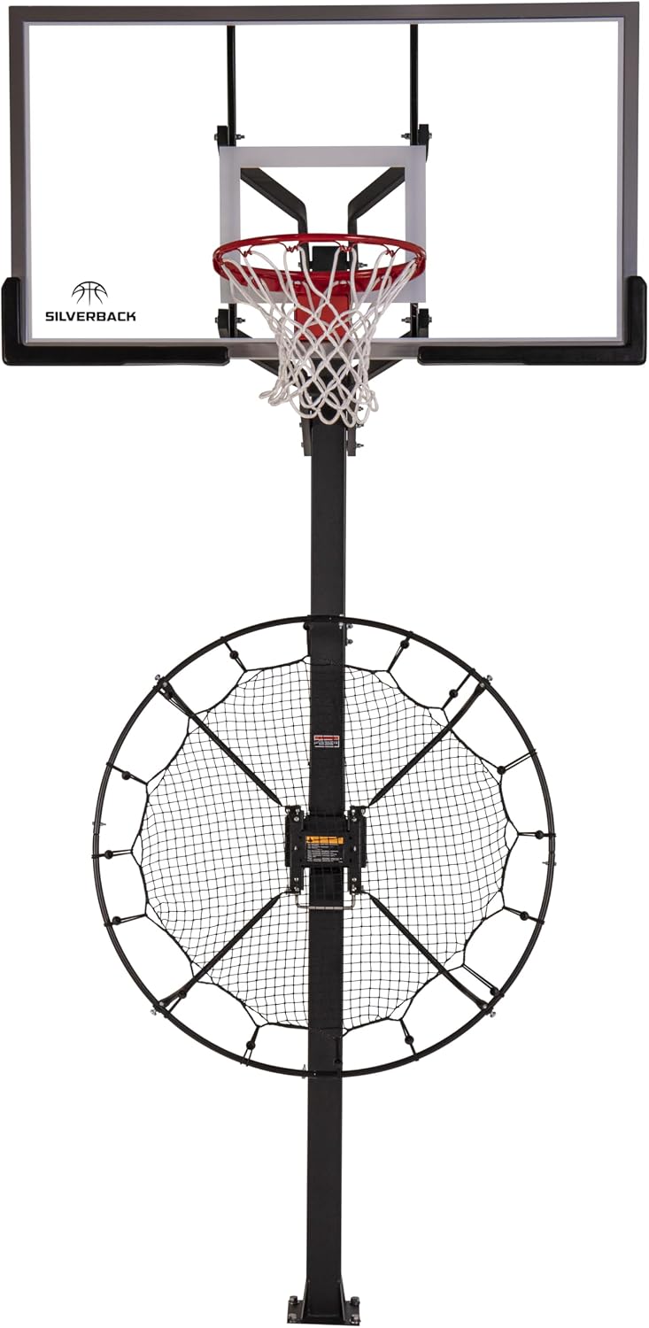 Silverback Multi-Sport Training Rebound Passback Net - Basketball Rebounder - Multisport Rebounder,Black