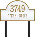 Whitehall Custom Arch Marker Estate Lawn 2 Line Aluminum Address Plaque 23.75'W x 14'H - Made in USA, Home Decor, Outdoor Decor, Housewarming Gift, Metal Customized Address Sign - Finish: White Gold