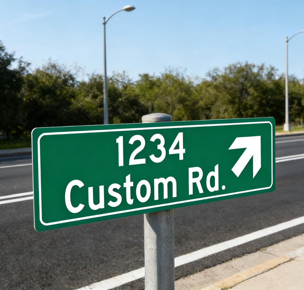 Custom Street Sign with Directional Arrow, Double Sided/Reflective Option, 36''x12'', Personalized Road Address Large Metal Sign, Customize for Business, Office, Outdoor, Home, Delivery