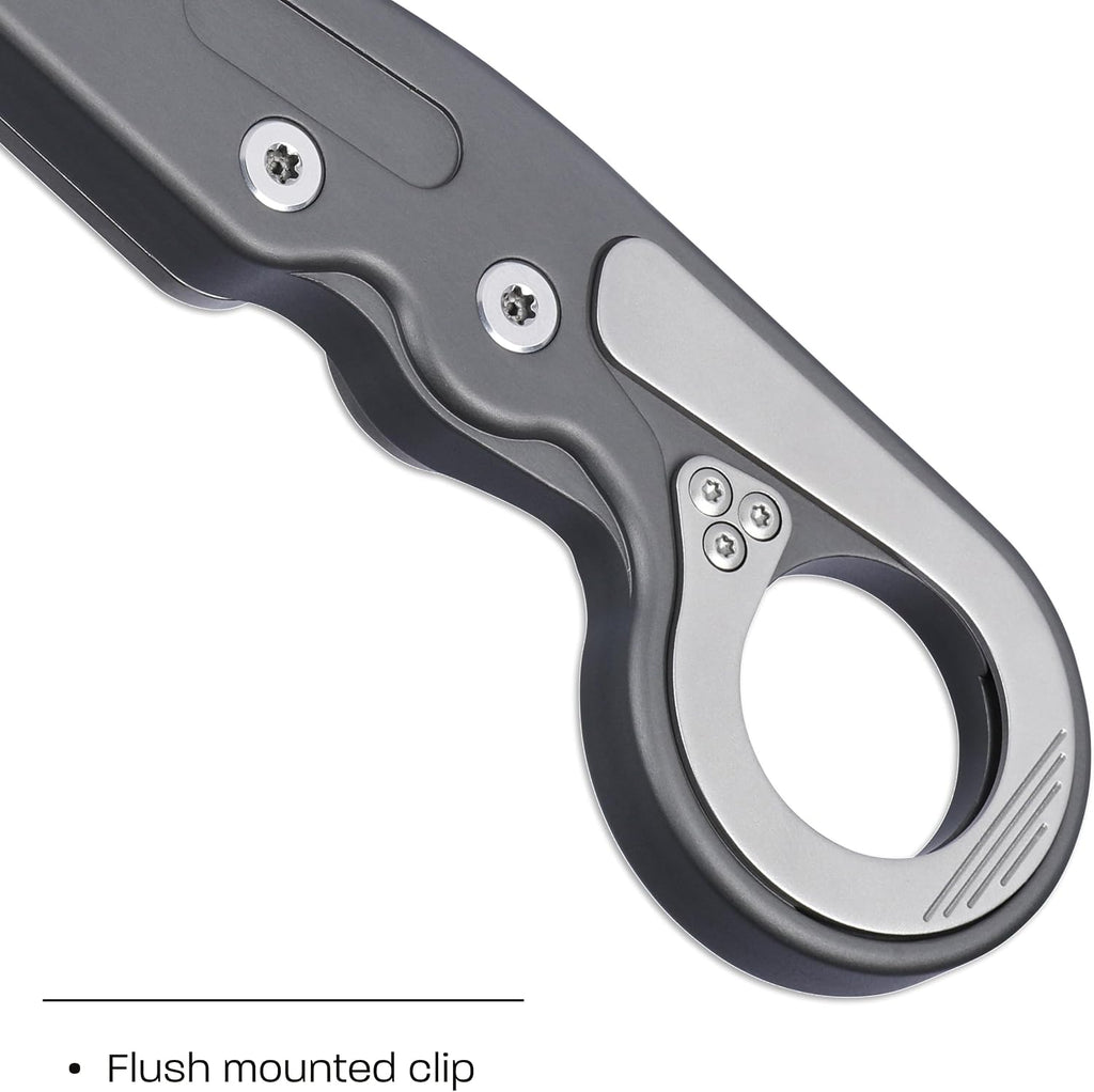 CRKT Provoke Folding Knife with Kinematic: Morphing Karambit, D2 Steel Plain Edge Blade, Gray Aluminum Handle, Pocket Clip, 4040G