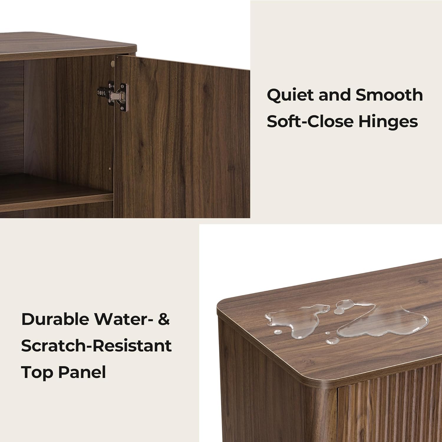 CHITA 62' Sideboard Buffet Cabinet with Storage, Living Room Accent Cabinet with Drawers, Doors and Adjustable Shelves, for Bar, Kitchen, Walnut