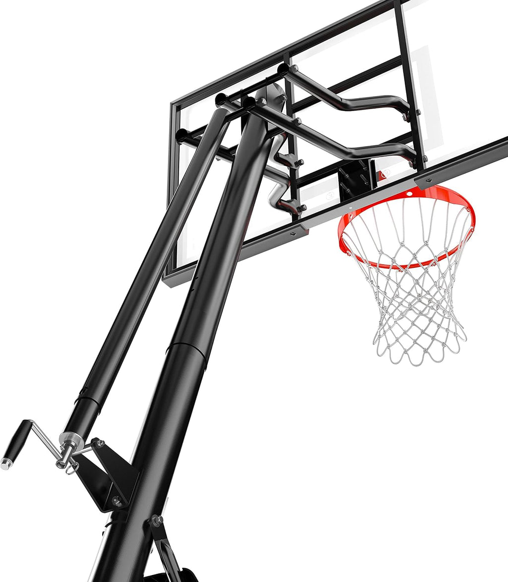Spalding Ultimate Hybrid Portable Basketball Hoop | Adjustable Height from 7.5' to 10' in Infinite Increments | Arena Slam Breakaway Rim