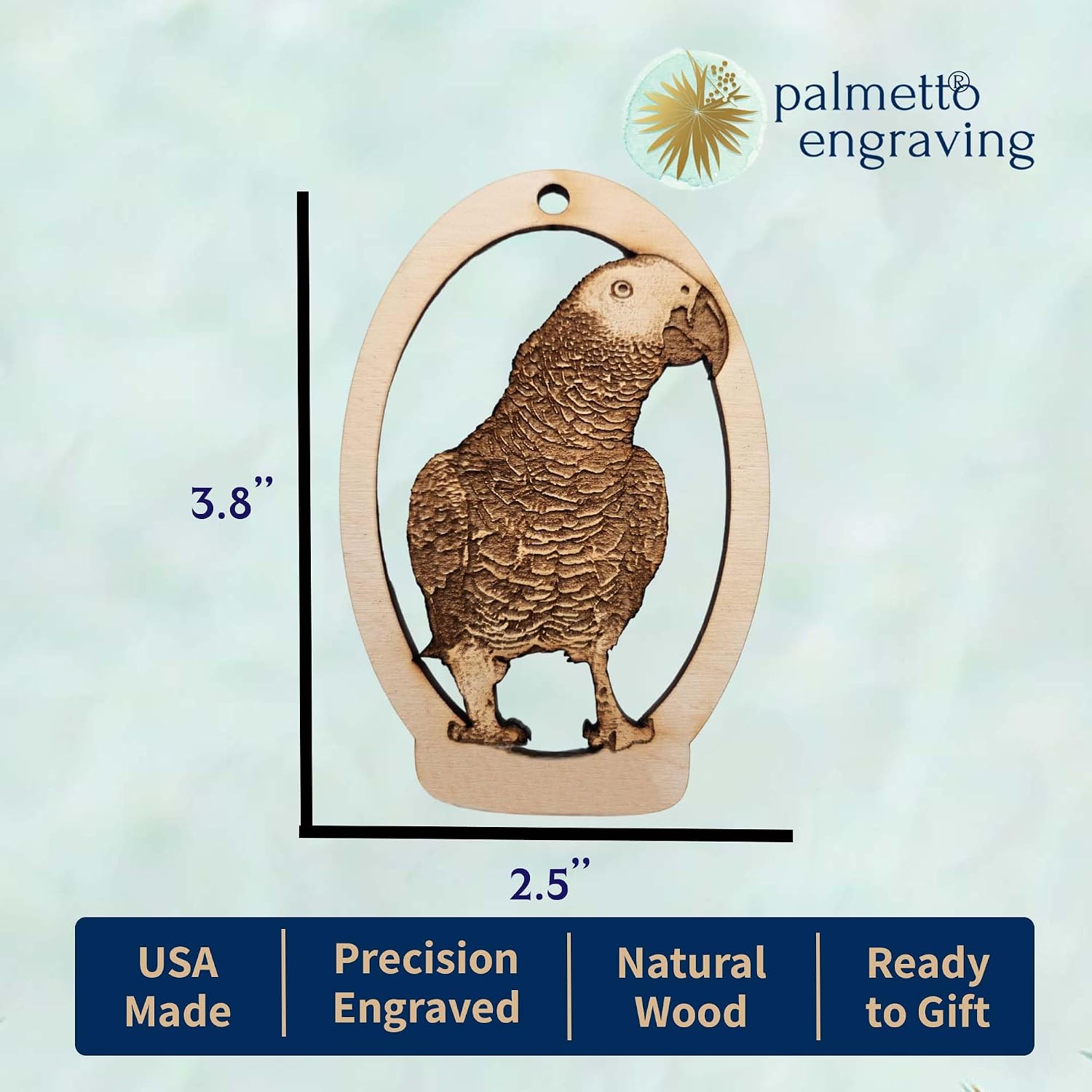 10PK Personalized African Grey Ornament, Gifts for Bird Lovers, Parrot Christmas Ornament for Christmas Tree, African Gray Parrot Gift, Pet Memorial