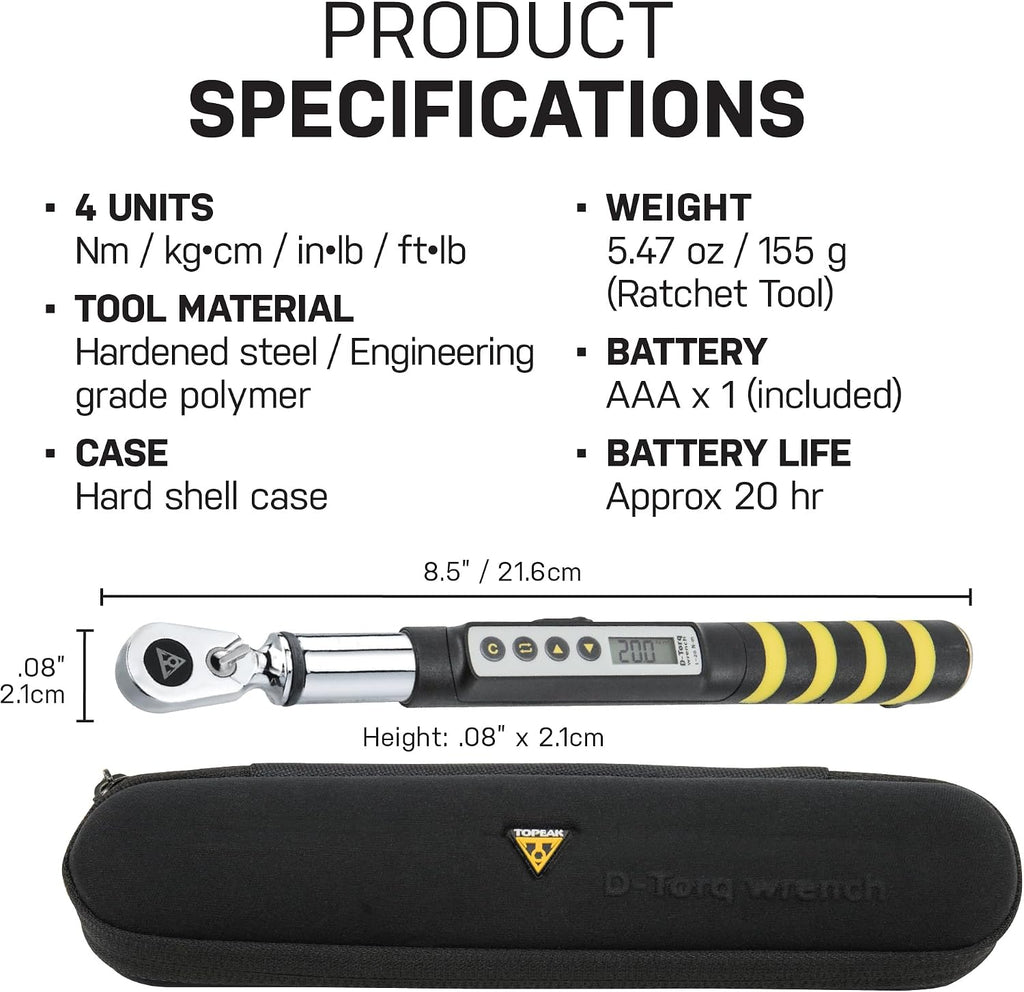 TOPEAK D-Torq Digital Bike Torque Wrench, Silver, Grey