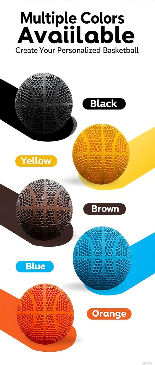 YHNNH Airless Basketball 3D Printed Silent Basketball Indoor Outdoor Durable Performance Quiet Basketballs Gift for Friends