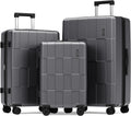 SHOWKOO Luggage Sets 3 Piece Hardside Expandable Lightweight PC Suitcase Sets with Double Spinner Wheels TSA Lock YKK Zipper, Sliver Gray