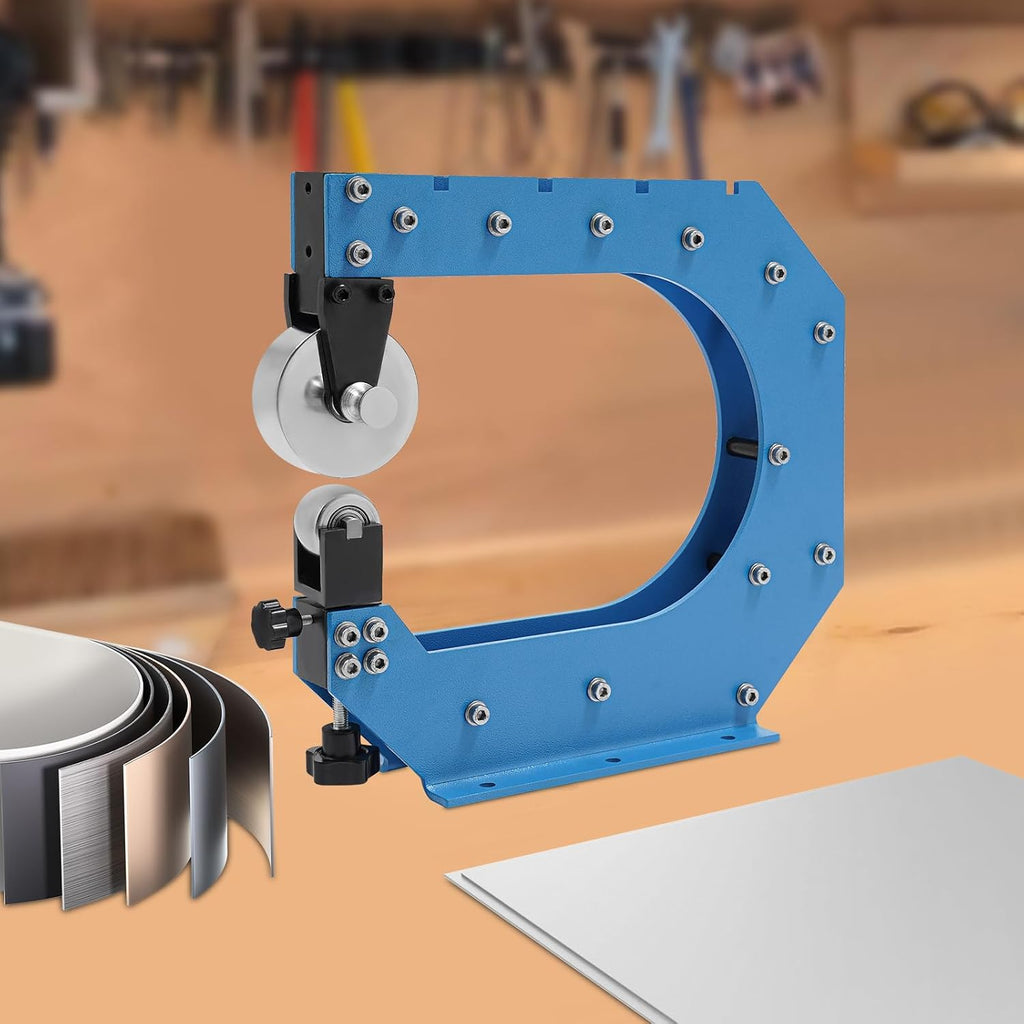 Professional Benchtop English Wheel, 12' Steel, Blue, 16ga/1.5mm Mild Steel, 90 Rotatable Design, Heavy Duty Automotive Panel Crafting Tool