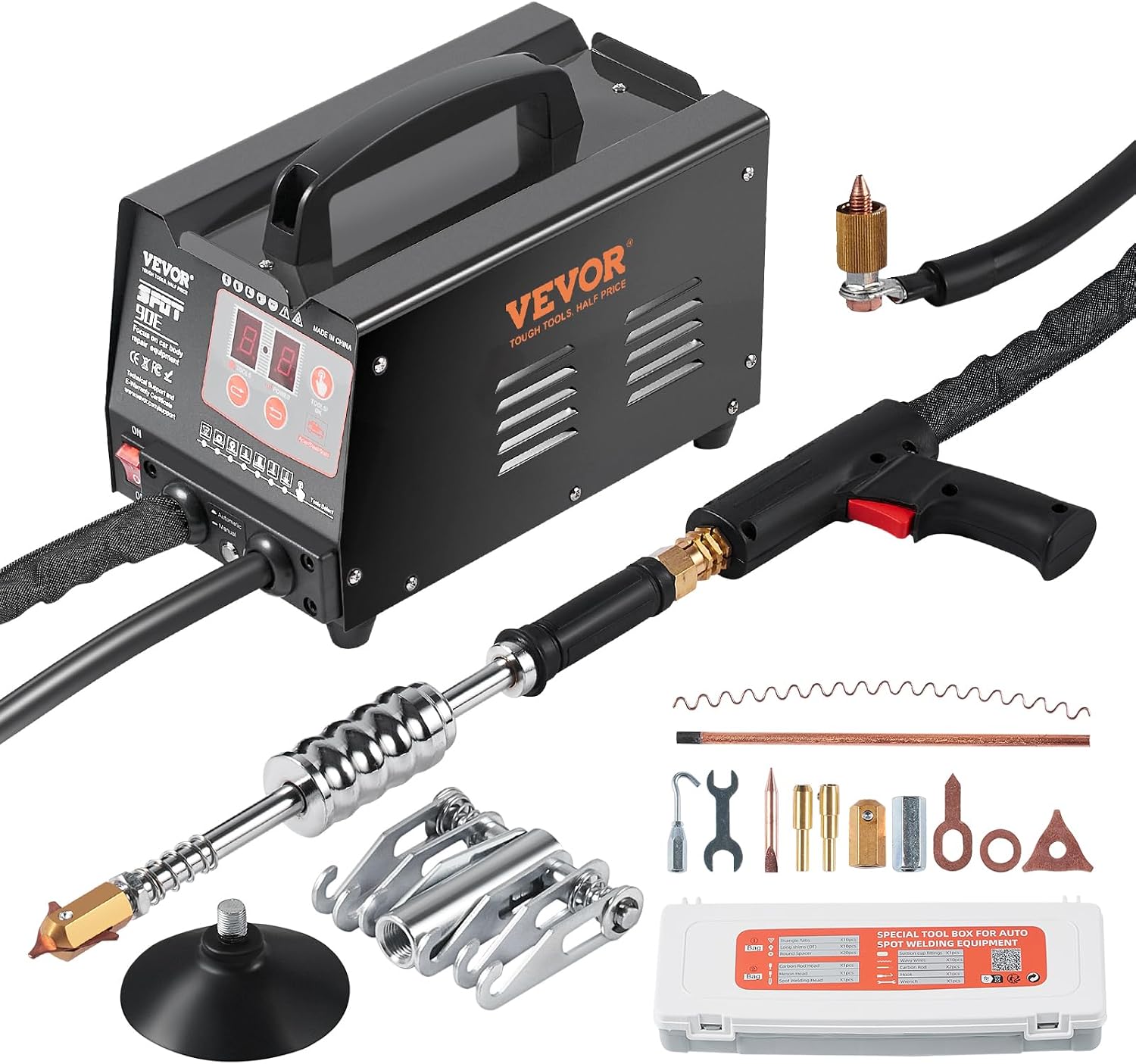VEVOR Stud Welder Dent Repair Kit, 220V 3KW Spot Welder Dent Puller with Auto/Manual Welding & 7 Versatile Modes, Auto Body Spot Welding Dent Puller Machine for Car, Truck Dent Repair
