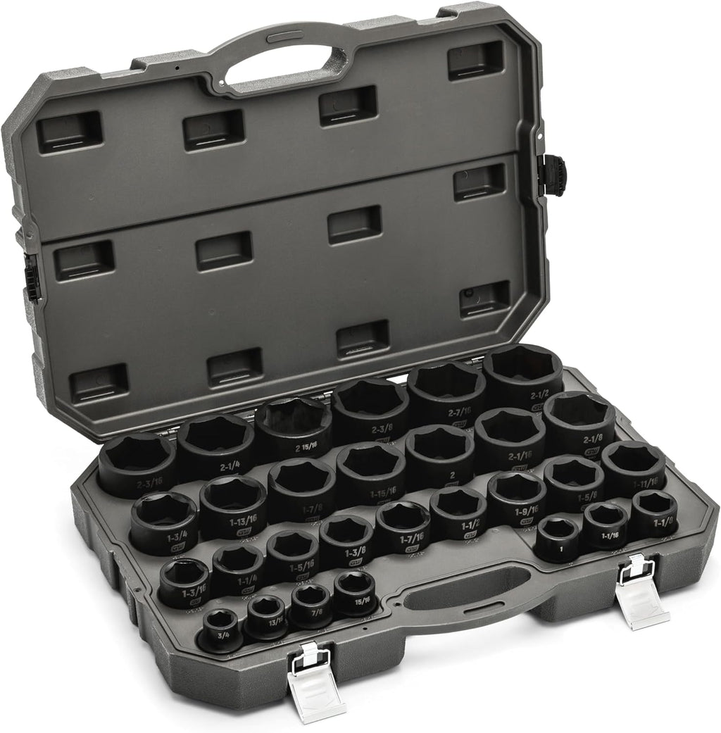 GEARWRENCH 29 Piece 3/4' Drive 6 Point SAE Impact Socket Set | 3/4' to 1-7/8' | 84035
