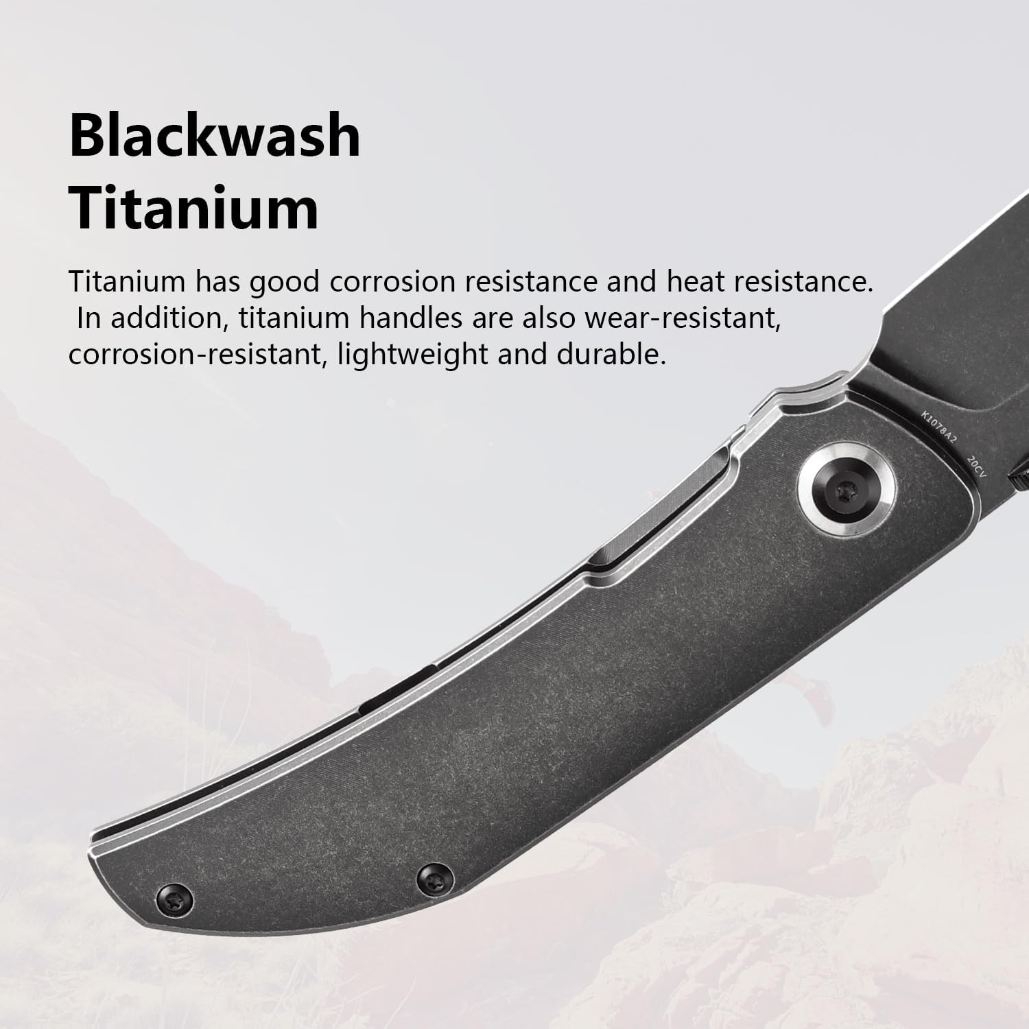 KANSEPT Tarkin Camping Pocket Knives for Men 7.87in Folding Pocket Knives with 3.42in Blackwash CPM 20CV Material and Blackwash Titanium Handle for Outdoor, Tactical, Survival K1078A2