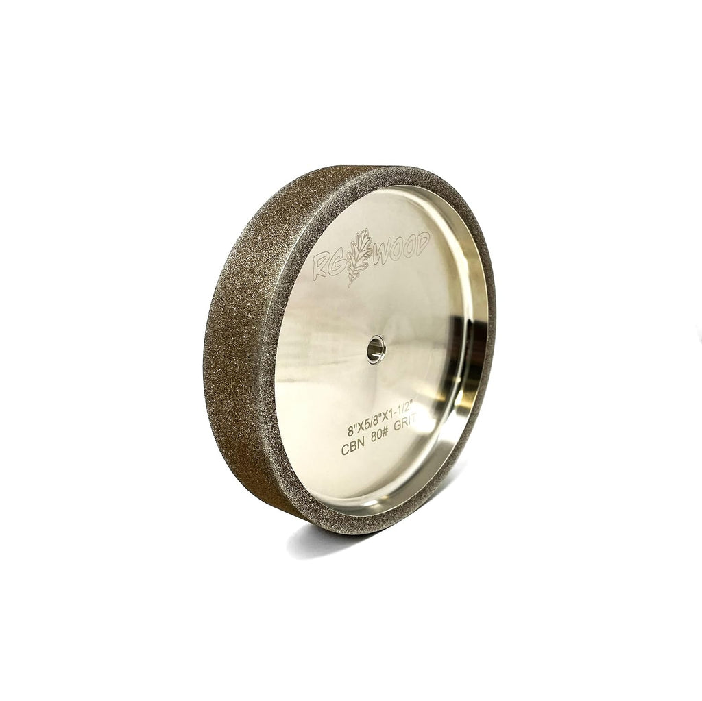 CBN8080 8' x 1.5' 80 Grit CBN Grinding Wheel with 5/8' Arbor (with 1/2' Adapter Sleeve), Tested and Adjusted for Balance