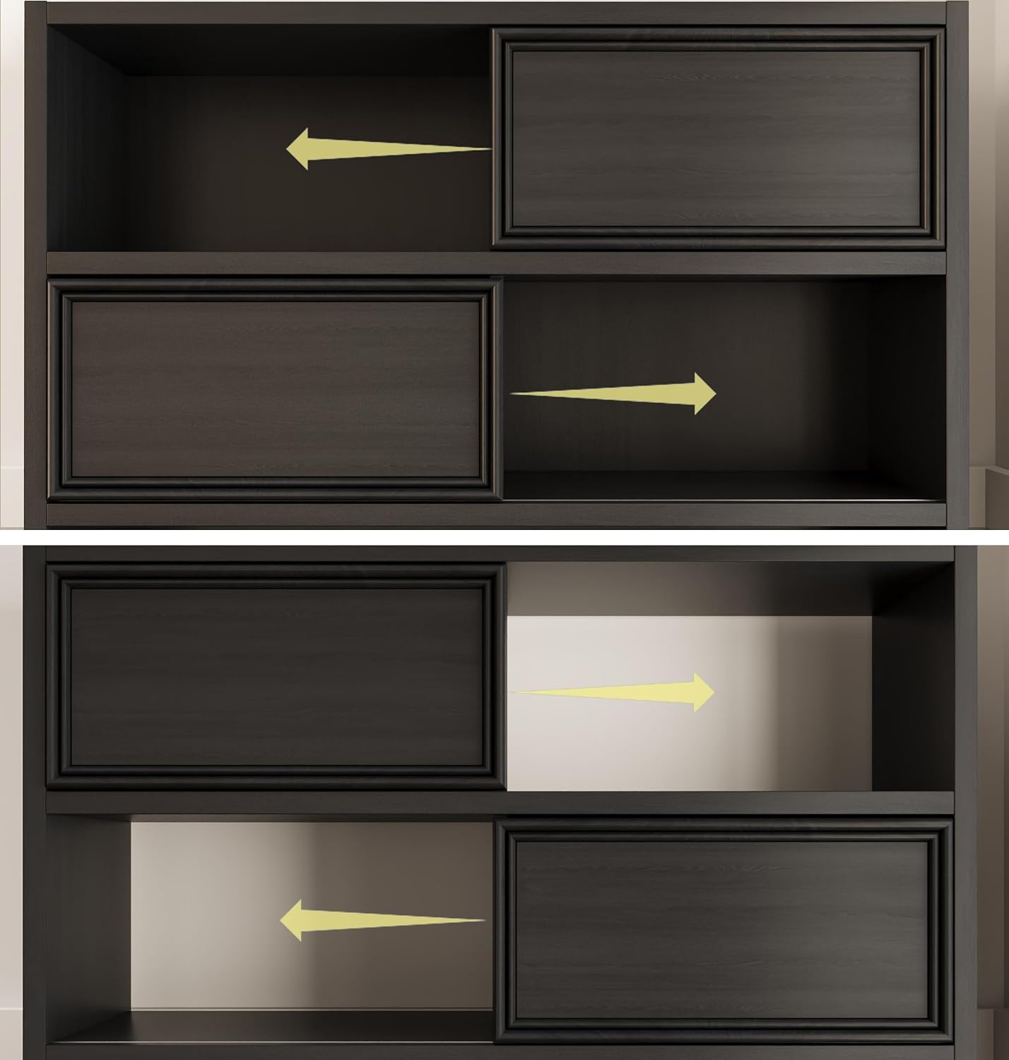 BLANKSPACE 71' Tall Kitchen Pantry Cabinet with Microwave Shelf Built-in Charging Station, Black Sliding Door Cabinet with Drawer Storage Organizer/Adjustable Shelves for Dining Room, Living Room