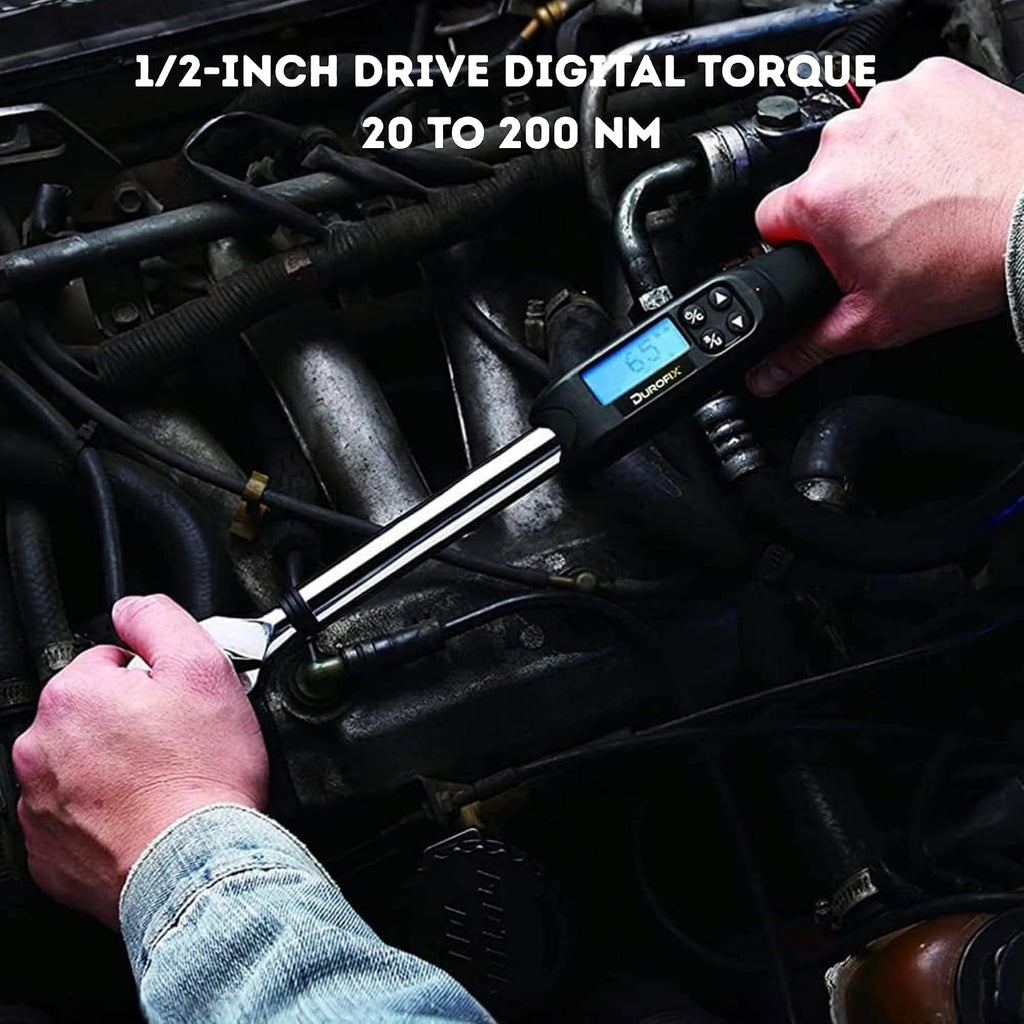 Durofix RM601-34 Digital Torque Wrench Combo Kit Set, 3/8' & 1/2' Drive (3.7–150 ft-lbs), Electronic Torque Wrench with Buzzer, LED & LCD Display – ISO 6789 Certified, Hard Cases Included