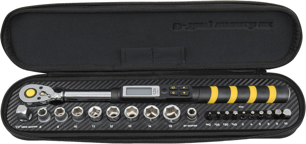 Topeak D-Torq Wrench DX Digital Torque Wrench – 4-80 Nm (3/8″ Drive) with 8 Sockets & 10 Hex/Torx Bits, LCD Display & Audible Alerts, High-Precision Torque Tool for Bicycle, Motorcycle & Automotive | torque-wrenches