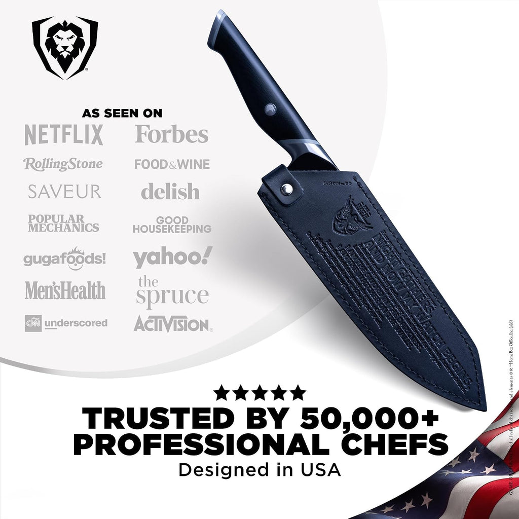 Dalstrong Game of Thrones Night's Watch 8' Chef Knife — German X50CRMOV15 Steel, Black TiN-Coated, G-10 Handle — Officially Licensed — For GoT Fans, Collectors & Real Kitchen Use