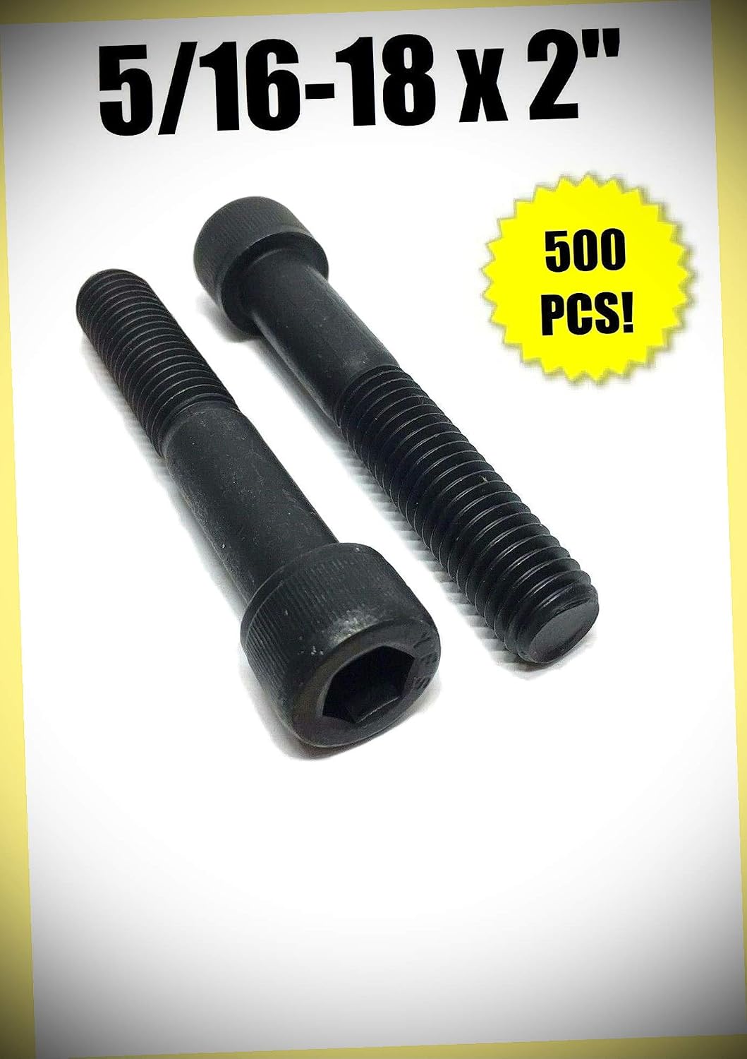 Package of 500 (pcs) 5/16-18 x 2' Socket Head Allen Cap Screw 12.9 Black Oxide/Plain Set #RD-4009FST Warranity by Pr-Mch