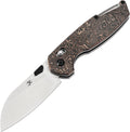 KANSEPT Model 6 Folding Knife, 3.1'' Stonewashed CPM S35VN Sharp Blade, Copper Carbon Fiber Handle with Crossbar Lock, Thumb Stud Pocket Clip for EDC, Camping, Hiking K1022V2