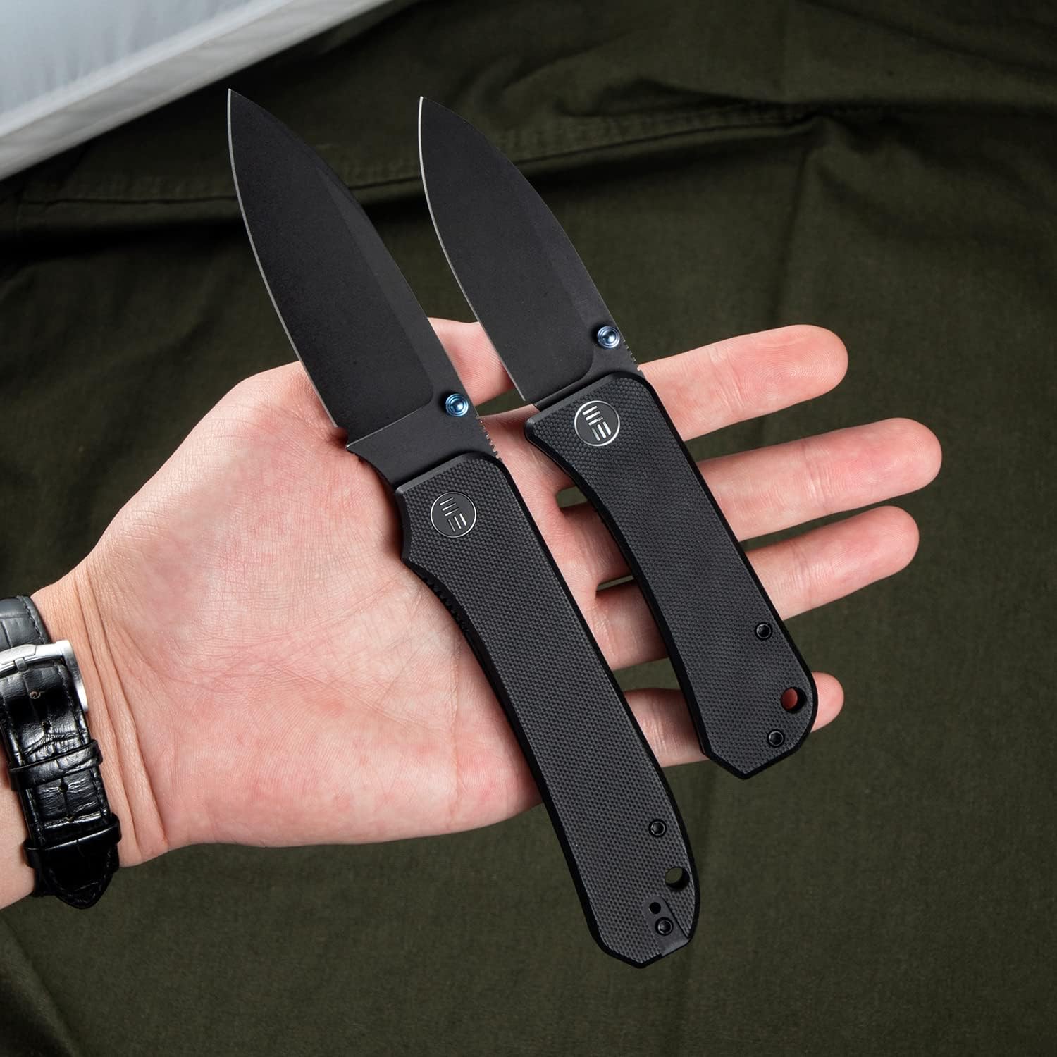 WeKnife Big Banter Pocket Knife for EDC,Ben Petersen Folding Knife with 3.69'CPM 20CV Blade G10 Handle,Titanium Thumb Stud Opener WE21045-1 (Black)