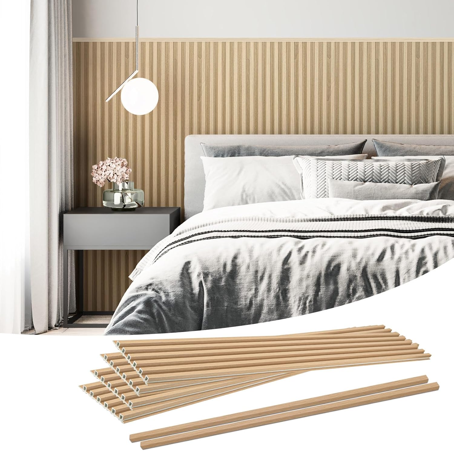 Art3dwallpanels 16 Pack Wood Slat Wall Paneling 51'×6.7' Sound Absorbing 3D Wall Panels for Living Room TV Background Home Office Decor, Oak