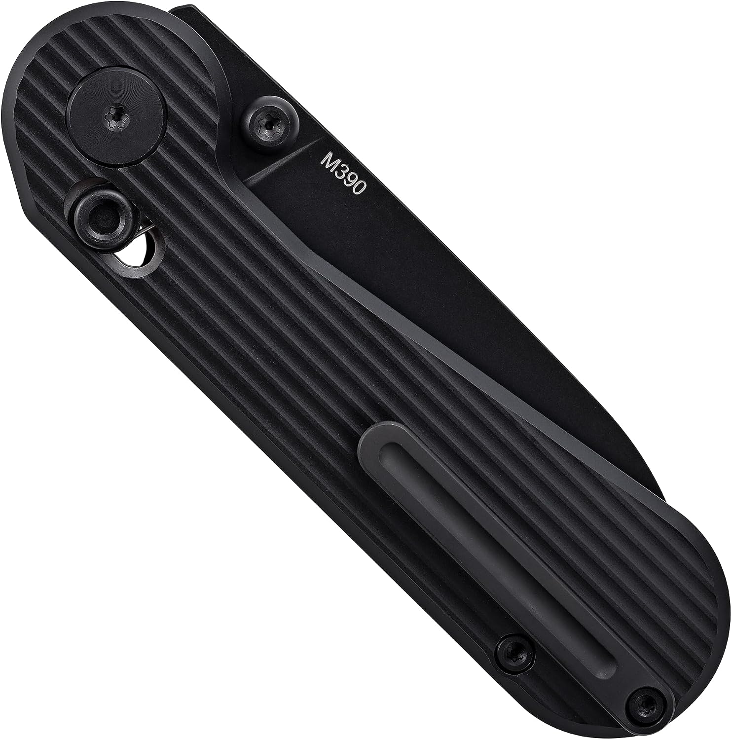 Hightron EdgePlay, Bulit-in Pop-Coin Fidget Knife, All-black, M390 Blade, Titanium Handle, Axis Lock, CNC titanium Pocket Clip, Utility Playful EDC Gear
